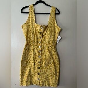 Yellow daisy denim dress